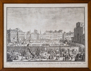 Veduta della Chiesa e Piazza Santa Croce con Festa del Calcio fatta l’anno 1738, alla Real presenza de Regnanti Sovrani
