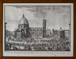 Veduta della Metropolitana Fiorentina e del Battistero di S. Gio. con la processione del Corpus Domini
