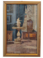 Lotto di quattro acquarelli raffiguranti interni di chiesa Lotto di quattro acquarelli raffiguranti interni di chiesa
