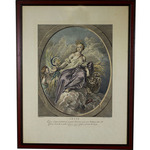 Stampa colorata raffigurante Cerere/Demetra, da 'Watteau Pinx - Desplace sculp.PV.3 A Paris avec privilege du roy' Stampa colorata raffigurante Cerere/Demetra, da 'Watteau Pinx - Desplace sculp.PV.3 A Paris avec privilege du roy'