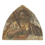 Coppia di dipinti sopraporta raffiguranti Santa Caterina ed una Nobildonna Coppia di dipinti sopraporta raffiguranti Santa Caterina ed una Nobildonna