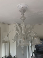 Grande lampadario in Vetro di Murano bianco