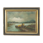 Paesaggio lagunare con pescatore Paesaggio lagunare con pescatore