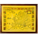 Riproduzione della 'Cartina dell'Europa del 1657 di Guglielmo Blaeuww', cm 50x38