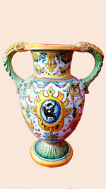 Vaso biansato in ceramica Castelli
