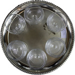 Set di 6 bicchieri da brandy con vassoio in silver plate di linea circolare