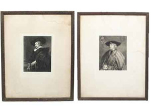 Coppia di stampe austriache raffiguranti l'autoritratto di P.P. Rubens ed il ritratto di Massimiliano I di A. Durer, incisore W. Unger, Stampatore H.O. Miethke presso Vienna