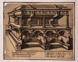Hieronymus Cock (1518 - 1570), Coppia di incisioni raffiguranti tombe monumentali