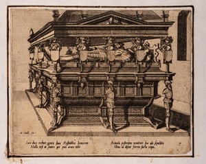 Hieronymus Cock (1518 - 1570), Coppia di incisioni raffiguranti tombe monumentali