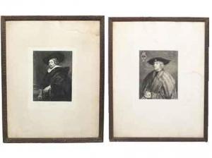 Coppia di stampe austriache raffiguranti l'autoritratto di P.P. Rubens ed il ritratto di Massimiliano I di A. Durer, incisore W. Unger, Stampatore H.O. Miethke presso Vienna Coppia di stampe austriache raffiguranti l'autoritratto di P.P. Rubens ed il ritratto di Massimiliano I di A. Durer, incisore W. Unger, Stampatore H.O. Miethke presso Vienna