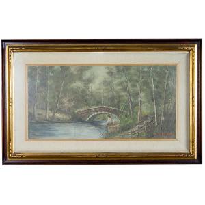 Paesaggio con fiume ed un pescatore Paesaggio con fiume ed un pescatore
