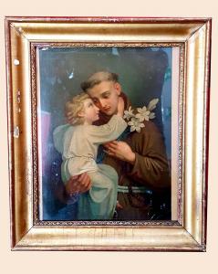 Coppia di oleografie raffiguranti 'Madonna con Bambino' e 'San Giuseppe con Bambino' Coppia di oleografie raffiguranti 'Madonna con Bambino' e 'San Giuseppe con Bambino'