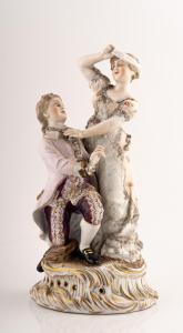 Statuina in porcellana con dama e gentiluomo