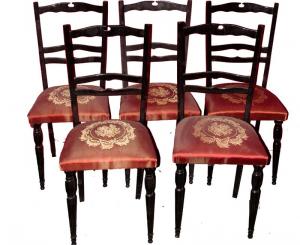 Lotto di sei sedie in legno ebanizzato