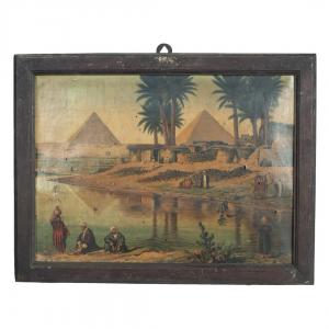 Paesaggio egiziano con veduta del Nilo