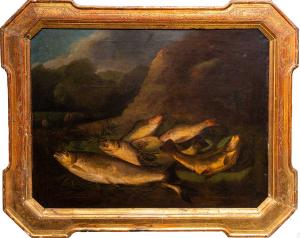 Scuola napoletana, Natura morta con pesci