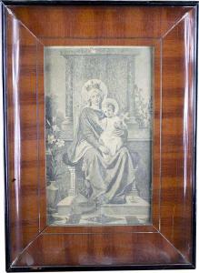 Multiplo su carta raffigurante la Vergine con il Bambino
