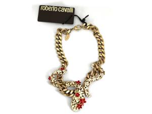 Roberto Cavalli, Collana animalier in metallo dorato e smalti Roberto Cavalli, Collana animalier in metallo dorato e smalti