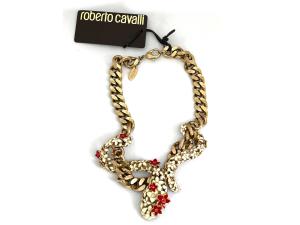 Roberto Cavalli, Collana animalier in metallo dorato e smalti