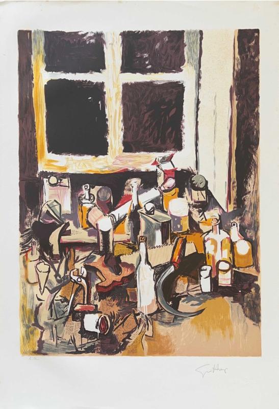 Renato Guttuso, Oggetti sul tavolo e finestra di sera Renato Guttuso, Oggetti sul tavolo e finestra di sera