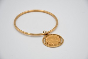 Bracciale in oro 750 con sterlina Edoardo VII, marchio VI