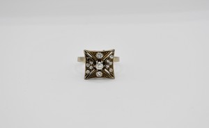Anello in oro bianco 750, con diamanti taglio antico