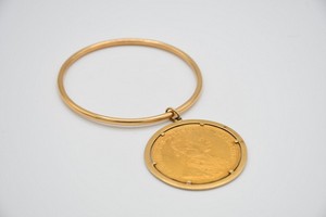 Bracciale in oro 750 con moneta austriaca, 4 ducati, marchio VI