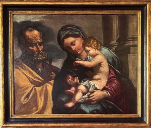 Giovanni Battista Beinaschi (Fossano 1636 - Napoli 1688), Bottega di, Madonna con Bambino e San Giuseppe Giovanni Battista Beinaschi (Fossano 1636 - Napoli 1688), Bottega di, Madonna con Bambino e San Giuseppe