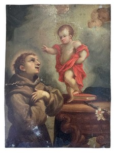 Francesco De mura (Napoli 1696 - 1784), Scuola di, Gesù Bambino appare a Sant'Antonio Francesco De mura (Napoli 1696 - 1784), Scuola di, Gesù Bambino appare a Sant'Antonio