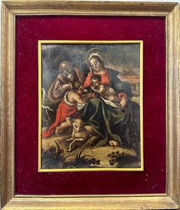 Seguace di Girolamo Genga (Urbino 1476 circa –  1551), Sacra famiglia con San Giovannino