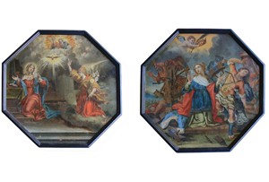 Pieter de Witte, detto Pietro Candido (Bruges 1548 - Monaco 1628), Coppia di olii su rame Pieter de Witte, detto Pietro Candido (Bruges 1548 - Monaco 1628), Coppia di olii su rame