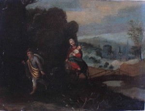 Pittore emiliano del XVII secolo, Ambito di Giovanni Andrea Donducci detto il Mastelletta, Riposo durante la fuga in Egitto Pittore emiliano del XVII secolo, Ambito di Giovanni Andrea Donducci detto il Mastelletta, Riposo durante la fuga in Egitto
