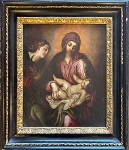 Pittore veneto del XVII secolo, Madonna con Bambino e Santa Caterina