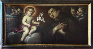 Pittore napoletano del XVII secolo, Gesù Bambino appare a Sant'Antonio Pittore napoletano del XVII secolo, Gesù Bambino appare a Sant'Antonio