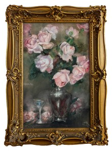 Anonimo Francese XIX secolo, Rose in vaso Anonimo Francese XIX secolo, Rose in vaso