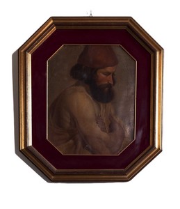 Scuola del XIX secolo, Figura virile con barba e fez rosso Scuola del XIX secolo, Figura virile con barba e fez rosso