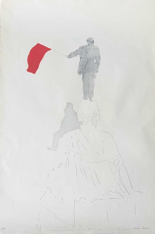 Franco Angeli, Ritratto di Mao con bandiera rossa