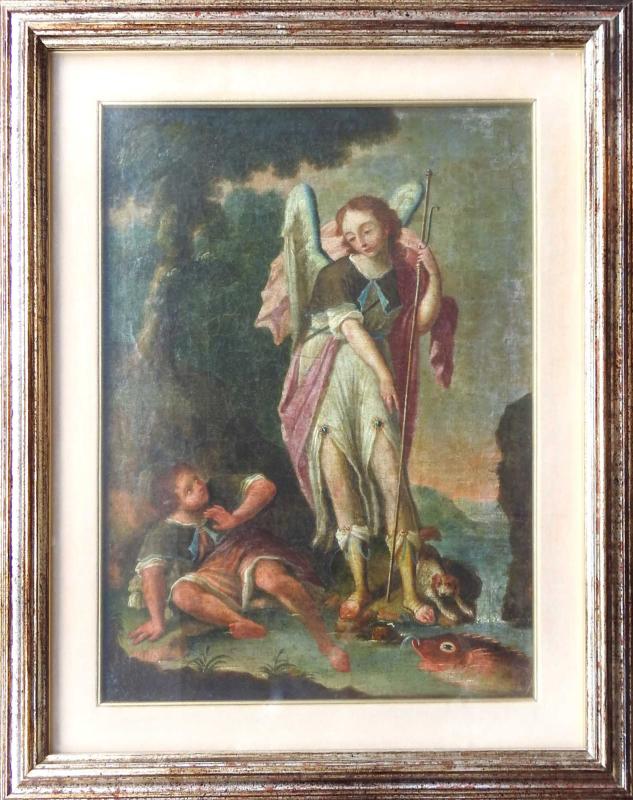 Pittore dell'Italia centrale del XVII-XVIII secolo. Tobiolo e l'Angelo. Pittore dell'Italia centrale del XVII-XVIII secolo. Tobiolo e l'Angelo.