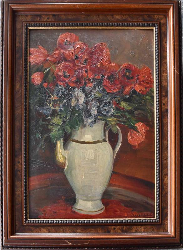 Emile Vermeersch (Belgio 1870 - 1952), attribuito a, Vaso con fiori Emile Vermeersch (Belgio 1870 - 1952), attribuito a, Vaso con fiori