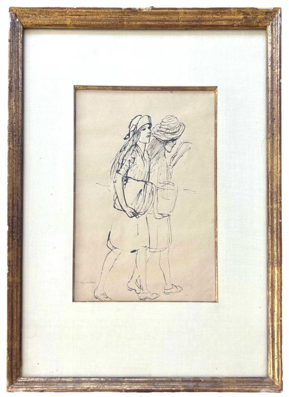 Thèophile Alexandre Steinlen (Losanna 1859 - Parigi 1923), attribuito a, Deux jeunes filles Thèophile Alexandre Steinlen (Losanna 1859 - Parigi 1923), attribuito a, Deux jeunes filles