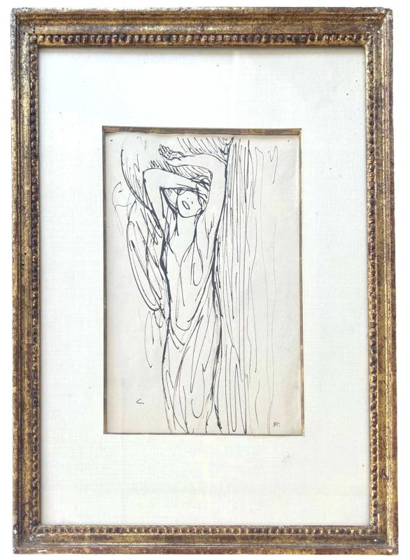 Thèophile Alexandre Steinlen (Losanna 1859 - Parigi 1923), attribuito a, Jeune femme au repos Thèophile Alexandre Steinlen (Losanna 1859 - Parigi 1923), attribuito a, Jeune femme au repos