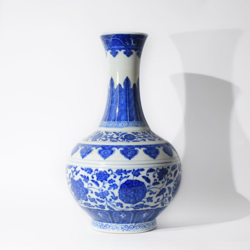 Vaso cinese Tianqiuping bianco-blu