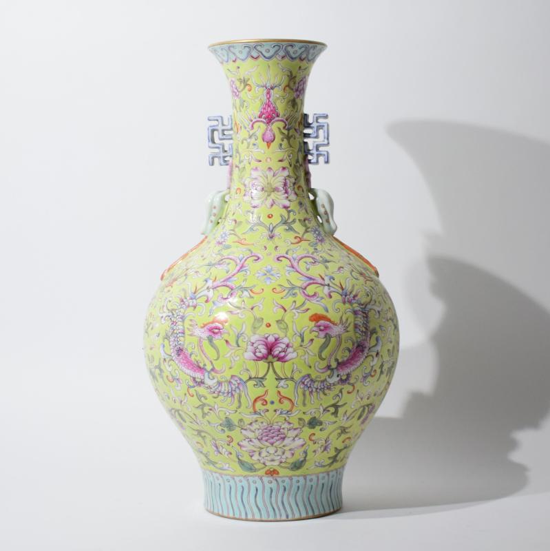 Vaso cinese Famiglia Rosa con fenice 