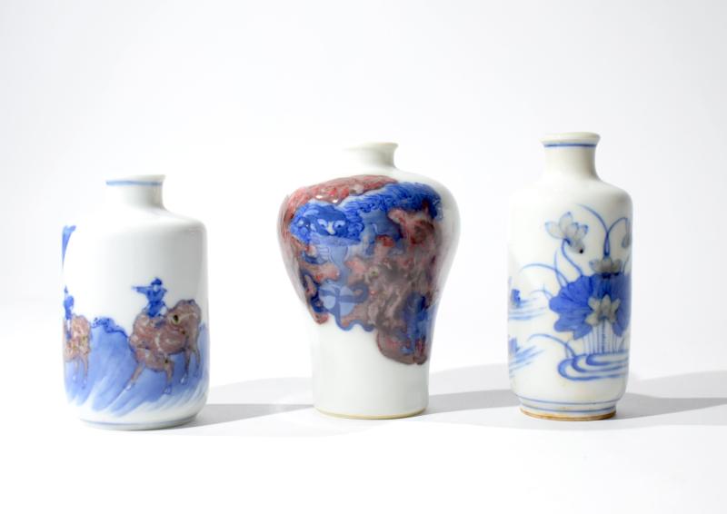 Tre snuff bottles cinesi