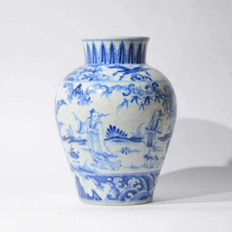 Piccola giara cinese bianco-blu