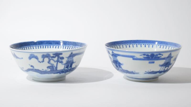 Coppia di tazze cinesi bianco-blu