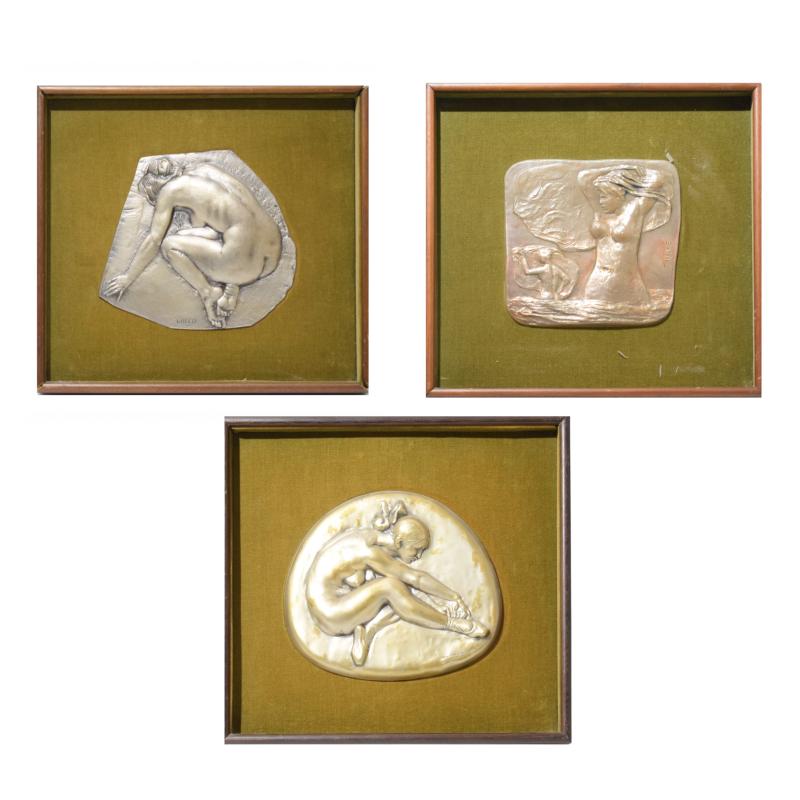 Lot of 3 silver bas-reliefs by: Salvatore Fiume, Francesco Messina and Emilio Greco