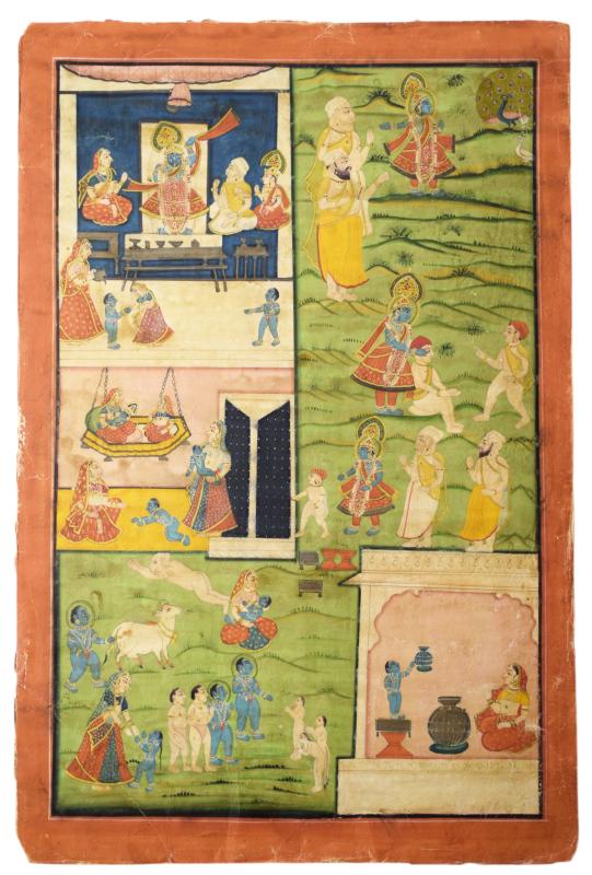 Grande dipinto raffigurante il Darshan al santuario di Nathdwara (Gwal Darshan) Grande dipinto raffigurante il Darshan al santuario di Nathdwara (Gwal Darshan)