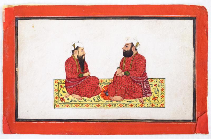 Dipinto raffigurante due personaggi sikh in conversazione Dipinto raffigurante due personaggi sikh in conversazione