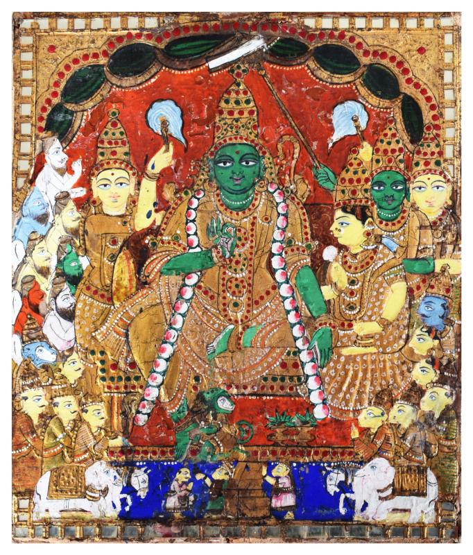 Dipinto raffigurante l'incoronazione di Rama (Shri Rama Pattabhishekam) Dipinto raffigurante l'incoronazione di Rama (Shri Rama Pattabhishekam)